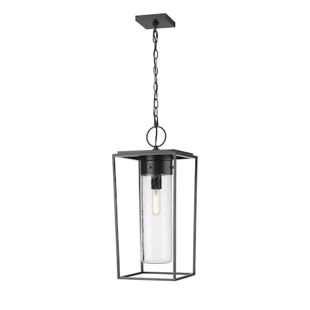 Z-Lite Sheridan 1 Light Outdoor Chain Mount Ceiling Fixture, Black And Seedy 594CHB-BK